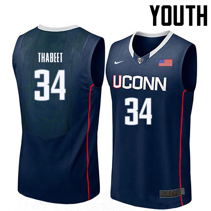 Youth Uconn Huskies #34 Hasheem Thabeet College Basketball Jerseys-Navy